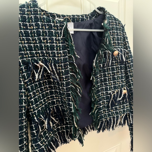 JOA Fringed Tweed Jacket Size Medium XS - Picture 3 of 12